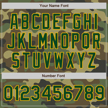 Load image into Gallery viewer, Custom Camo Green-Gold Bomber Full-Snap Varsity Letterman Salute To Service Jacket