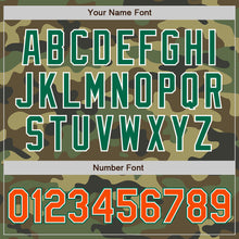 Load image into Gallery viewer, Custom Camo Orange-Kelly Green Bomber Full-Snap Varsity Letterman Salute To Service Jacket