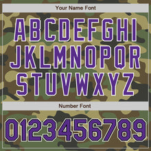 Load image into Gallery viewer, Custom Camo Purple-Black Bomber Full-Snap Varsity Letterman Salute To Service Jacket