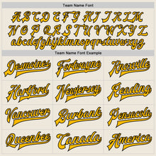 Load image into Gallery viewer, Custom Cream Gold-Black Bomber Full-Snap Varsity Letterman Jacket