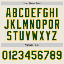 Load image into Gallery viewer, Custom Cream Green-Gold Bomber Full-Snap Varsity Letterman Jacket