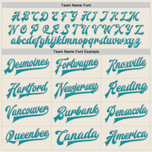 Load image into Gallery viewer, Custom Cream Teal-Gray Bomber Full-Snap Varsity Letterman Jacket