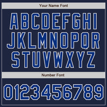 Load image into Gallery viewer, Custom Navy Royal-White Bomber Full-Snap Varsity Letterman Jacket