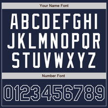 Load image into Gallery viewer, Custom Navy White Bomber Full-Snap Varsity Letterman Jacket