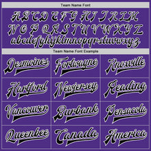 Load image into Gallery viewer, Custom Purple Black-White Bomber Full-Snap Varsity Letterman Jacket