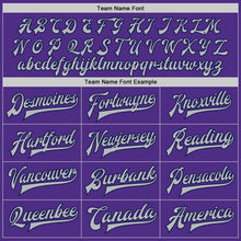 Load image into Gallery viewer, Custom Purple Gray-Navy Bomber Full-Snap Varsity Letterman Jacket