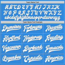 Load image into Gallery viewer, Custom Powder Blue White-Gray Bomber Full-Snap Varsity Letterman Jacket