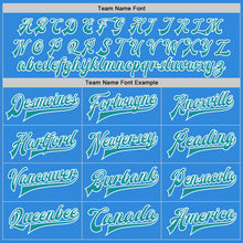 Load image into Gallery viewer, Custom Powder Blue Teal-White Bomber Full-Snap Varsity Letterman Jacket
