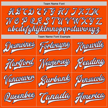 Load image into Gallery viewer, Custom Orange White-Navy Bomber Full-Snap Varsity Letterman Jacket