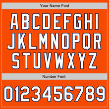 Load image into Gallery viewer, Custom Orange White-Navy Bomber Full-Snap Varsity Letterman Jacket