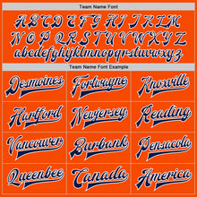 Load image into Gallery viewer, Custom Orange Navy-White Bomber Full-Snap Varsity Letterman Jacket