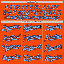 Load image into Gallery viewer, Custom Orange Light Blue-Navy Bomber Full-Snap Varsity Letterman Jacket