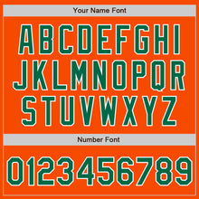 Load image into Gallery viewer, Custom Orange Kelly Green-White Bomber Full-Snap Varsity Letterman Jacket