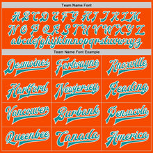 Load image into Gallery viewer, Custom Orange Teal-White Bomber Full-Snap Varsity Letterman Jacket