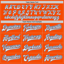 Load image into Gallery viewer, Custom Orange White Navy-Gray Bomber Full-Snap Varsity Letterman Jacket