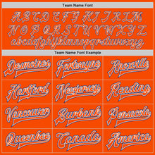 Load image into Gallery viewer, Custom Orange White-Royal Bomber Full-Snap Varsity Letterman Jacket