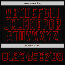 Load image into Gallery viewer, Custom Black Red Pinstripe Red Bomber Full-Snap Varsity Letterman Jacket