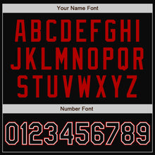 Load image into Gallery viewer, Custom Black Red Pinstripe White Bomber Full-Snap Varsity Letterman Jacket