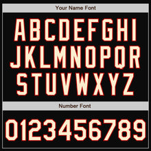 Load image into Gallery viewer, Custom Black Red Pinstripe Cream Bomber Full-Snap Varsity Letterman Jacket