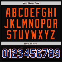 Load image into Gallery viewer, Custom Black Orange Pinstripe Royal-White Bomber Full-Snap Varsity Letterman Jacket