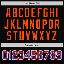 Load image into Gallery viewer, Custom Black Orange Pinstripe Purple-White Bomber Full-Snap Varsity Letterman Jacket