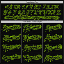 Load image into Gallery viewer, Custom Black Neon Green Pinstripe Neon Green Bomber Full-Snap Varsity Letterman Jacket