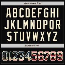 Load image into Gallery viewer, Custom Black Cream Pinstripe Vintage USA Flag Bomber Full-Snap Varsity Letterman Jacket