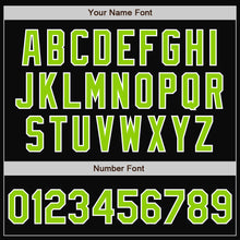 Load image into Gallery viewer, Custom Black White Pinstripe Neon Green Bomber Full-Snap Varsity Letterman Jacket