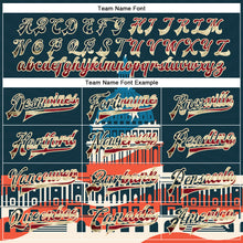 Load image into Gallery viewer, Custom Navy Vintage USA Flag-City Cream United States Congress Building 3D Pattern Design Bomber Full-Snap Varsity Letterman Jacket