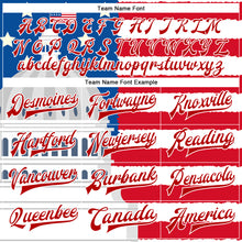 Load image into Gallery viewer, Custom White US Navy Blue Red-Royal American Flag Fashion United States Congress Building 3D Pattern Design Bomber Full-Snap Varsity Letterman Jacket