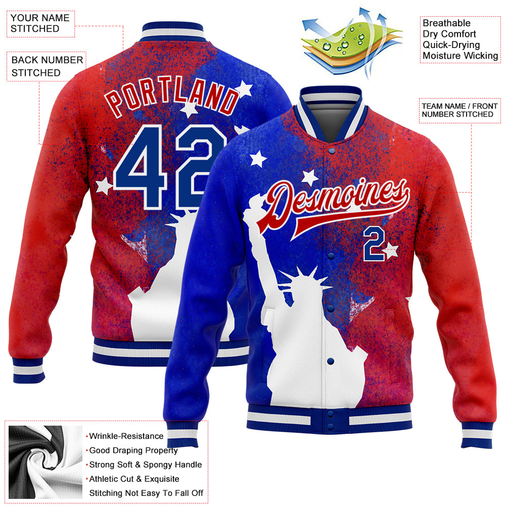 Custom Royal Red-White Classic Style Waterproof Jacket main image 1