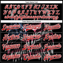 Load image into Gallery viewer, Custom Black Red-White Eagle With American Flag 3D Pattern Design Bomber Full-Snap Varsity Letterman Jacket