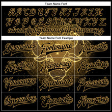Load image into Gallery viewer, Custom Black Old Gold Taurus 3D Pattern Design Bomber Full-Snap Varsity Letterman Jacket