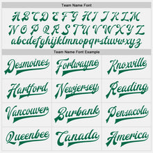 Load image into Gallery viewer, Custom White Kelly Green Pinstripe Kelly Green Bomber Full-Snap Varsity Letterman Jacket