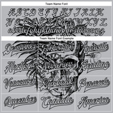 Load image into Gallery viewer, Custom Gray Black Tropical Plant Leopard Skull Fashion 3D Bomber Full-Snap Varsity Letterman Two Tone Jacket