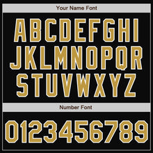 Load image into Gallery viewer, Custom Black Old Gold-White Bomber Full-Snap Varsity Letterman Two Tone Jacket
