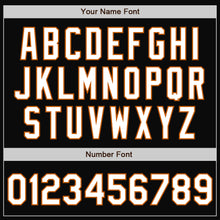 Load image into Gallery viewer, Custom Black White-Texas Orange Bomber Full-Snap Varsity Letterman Two Tone Jacket