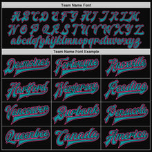 Load image into Gallery viewer, Custom Black Pink-Teal Bomber Full-Snap Varsity Letterman Two Tone Jacket