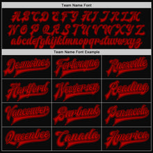 Load image into Gallery viewer, Custom Black Red Bomber Full-Snap Varsity Letterman Two Tone Jacket