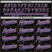 Load image into Gallery viewer, Custom Black Red-Royal Bomber Full-Snap Varsity Letterman Two Tone Jacket