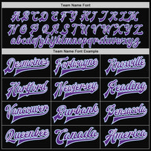 Load image into Gallery viewer, Custom Black Light Blue-Purple Bomber Full-Snap Varsity Letterman Two Tone Jacket