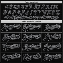 Load image into Gallery viewer, Custom Black Gray Bomber Full-Snap Varsity Letterman Two Tone Jacket