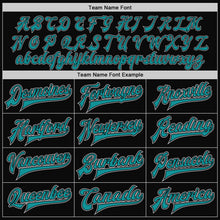 Load image into Gallery viewer, Custom Black Gray-Teal Bomber Full-Snap Varsity Letterman Two Tone Jacket