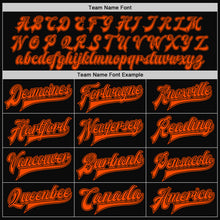 Load image into Gallery viewer, Custom Black Orange Bomber Full-Snap Varsity Letterman Two Tone Jacket