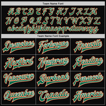 Load image into Gallery viewer, Custom Black Orange-Kelly Green Bomber Full-Snap Varsity Letterman Two Tone Jacket