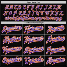 Load image into Gallery viewer, Custom Black Orange-Purple Bomber Full-Snap Varsity Letterman Two Tone Jacket