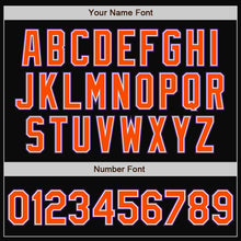 Load image into Gallery viewer, Custom Black Orange-Purple Bomber Full-Snap Varsity Letterman Two Tone Jacket
