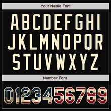 Load image into Gallery viewer, Custom Black Vintage USA Flag Cream-Olive Bomber Full-Snap Varsity Letterman Two Tone Jacket