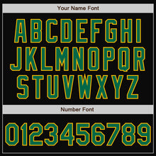 Load image into Gallery viewer, Custom Black Kelly Green-Gold Bomber Full-Snap Varsity Letterman Two Tone Jacket