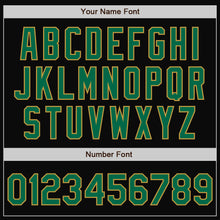 Load image into Gallery viewer, Custom Black Kelly Green-Old Gold Bomber Full-Snap Varsity Letterman Two Tone Jacket